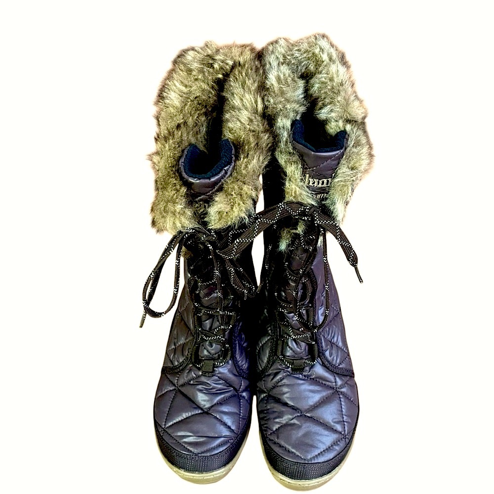 Columbia Ice Maiden‎ II Winter Snow Boots Black Quilted Faux Fur Women’s 8 - Picture 2 of 8